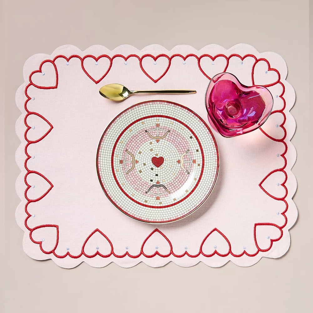 Anthropologie Bistro Tile Stoneware Dessert Plate: Valentine's Edition Set of 4 - Picture 12 of 14